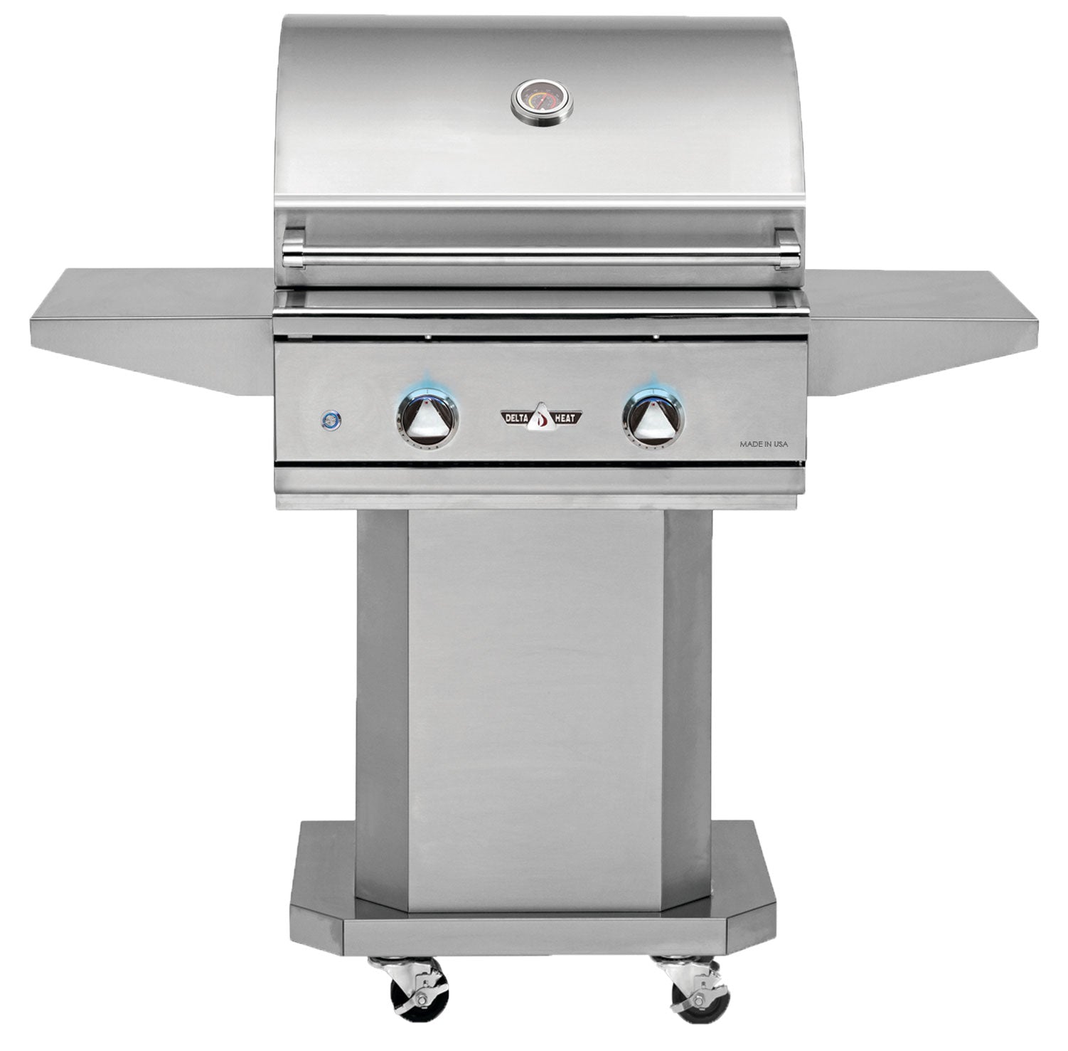 Delta Heat 26 Inch Natural Gas Grill on Cart with Interior Lights - DHPB26-C + DHBQ26G-DN