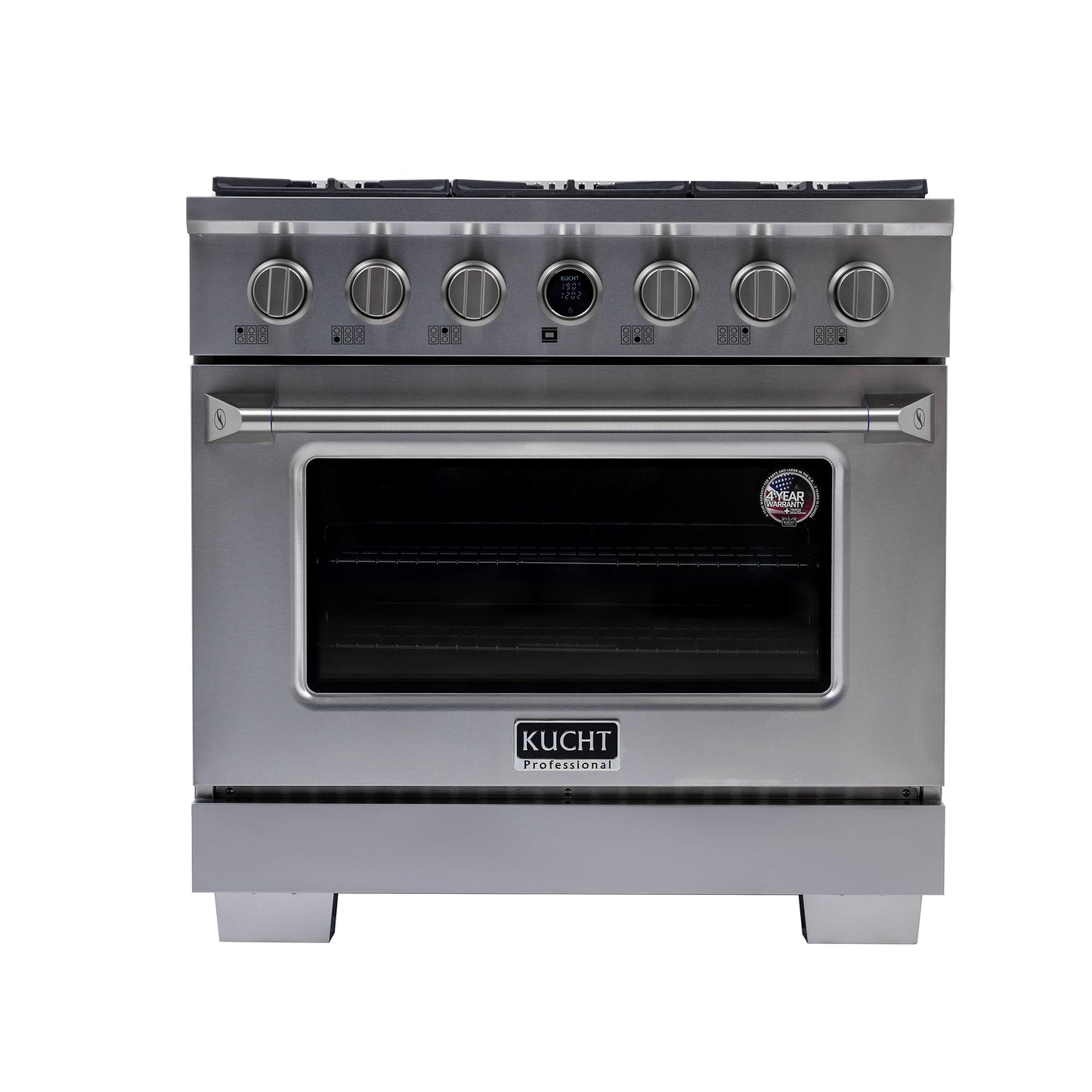 Kucht 36" 5.2 cu. ft. 6 Burner Propane Gas Dual Fuel Range in Stainless Steel with Digital - Thermostat