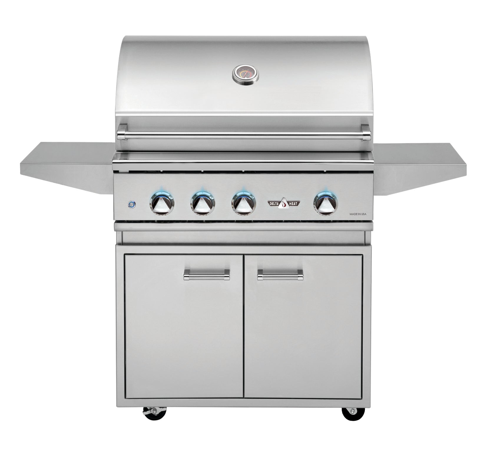 Delta Heat 32 Inch Natural Gas Grill on Cart with Infrared Rotisserie and Sear Zone - DHGB32-C + DHBQ32RS-DN