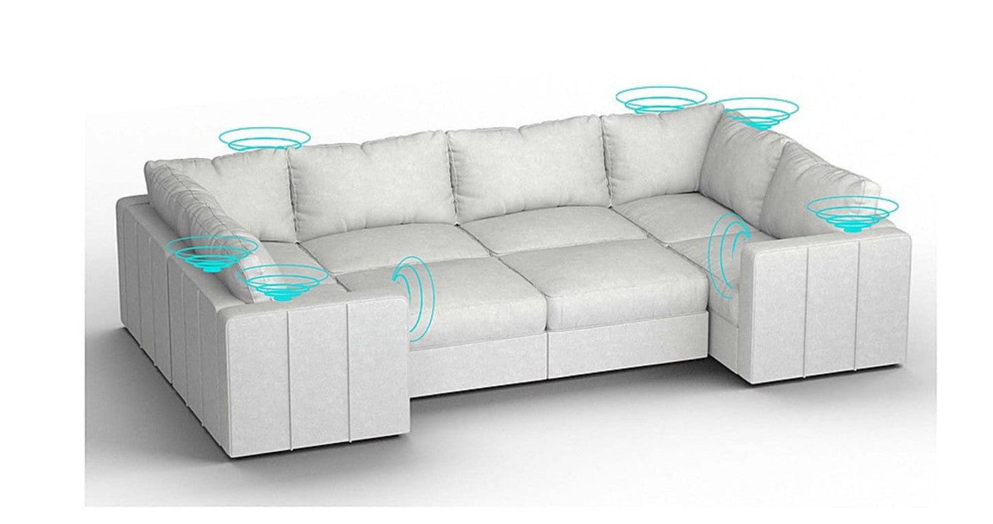 Lovesac – 8 Seats + 10 Sides Corded Velvet & Standard Foam with 10 Speaker Immersive Sound + Charge System – Sky Grey - 1772604950936_696