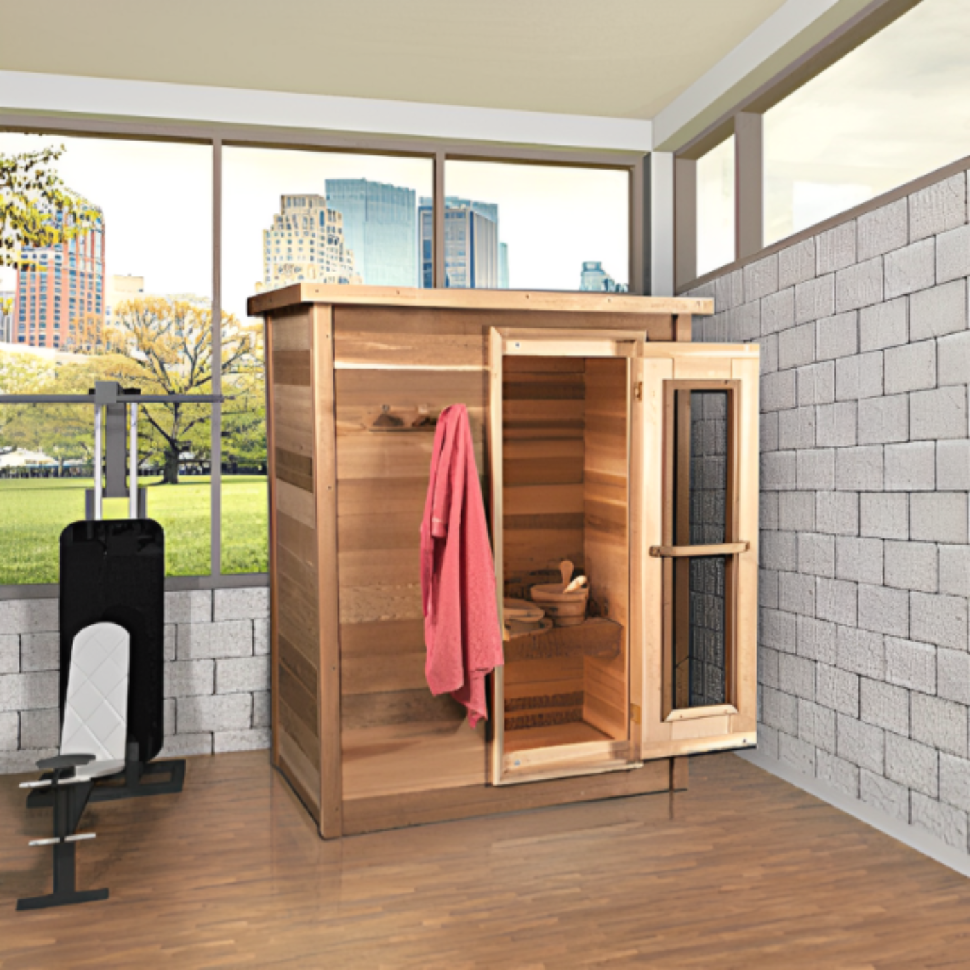 Dundalk LeisureCraft Knotty Cedar Indoor Cabin Sauna - LS462E