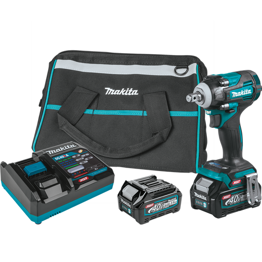 Makita 40V MAX XGT Brushless Cordless 4-Speed 1/2 In. Sq. Drive Impact Wrench Kit w/ Friction Ring Anvil (2.5Ah) - GWT04D