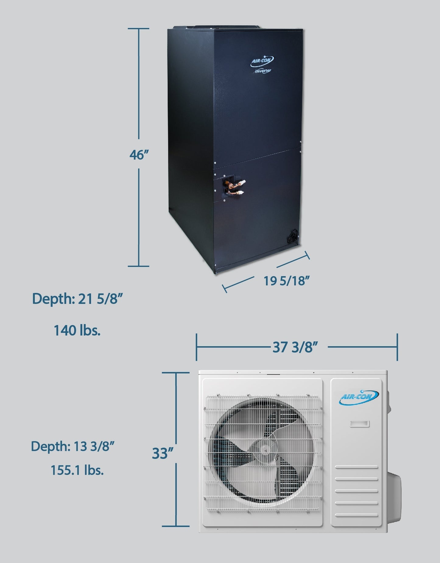 Air-Con SD Premium - 36000 BTU - 18 SEER - 3 Ton Pre-Charged Heat Pump Inverter - Ducted Central Air Conditioner - ASDCI4H4S36/ASDEM4H4S36