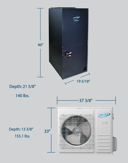 Air-Con SD Premium - 36000 BTU - 18 SEER - 3 Ton Pre-Charged Heat Pump Inverter - Ducted Central Air Conditioner - ASDCI4H4S36/ASDEM4H4S36