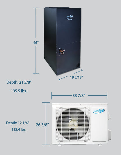 Air-Con SD Premium - 24000 BTU - 18 SEER - 2 Ton Pre-Charged Heat Pump Inverter - Ducted Central Air Conditioner - ASDCI4H4S24/ASDEM4H4S24