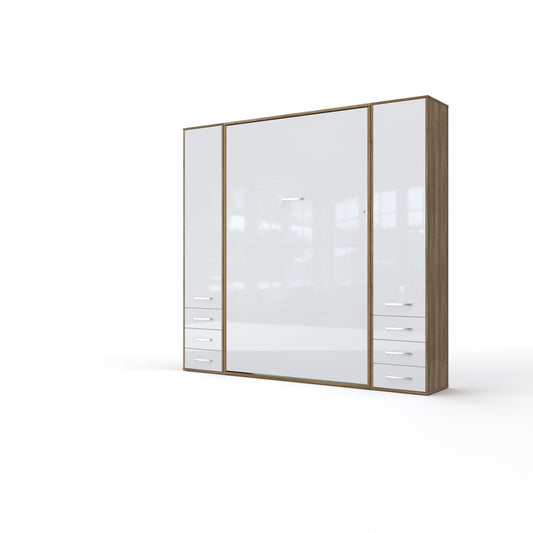 Maxima House Invento Vertical Wall Bed, European Full Size with 2 cabinets - IN120V-07W