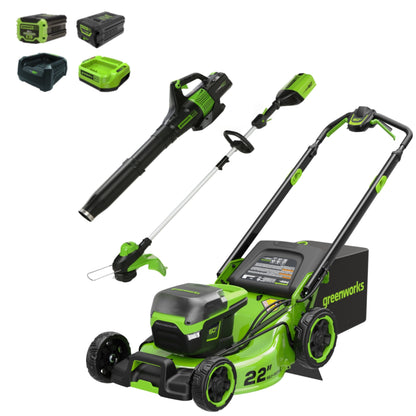 Greenworks 60V 22" Cordless Battery Self-Propelled Mower Combo Kit w/ String Trimmer and Blower - 1374902-VK