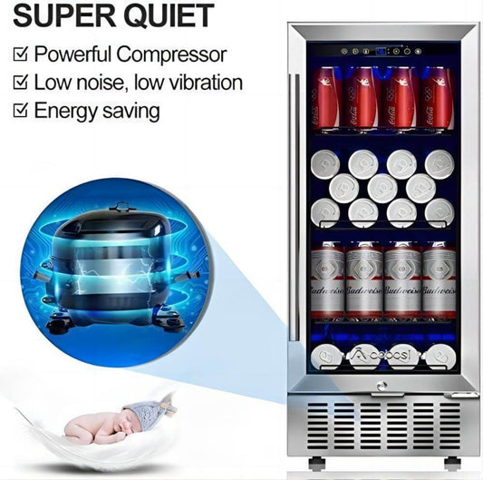 AOBOSI 15 inch Beverage Refrigerator 100 Cans - ‎JC-85C