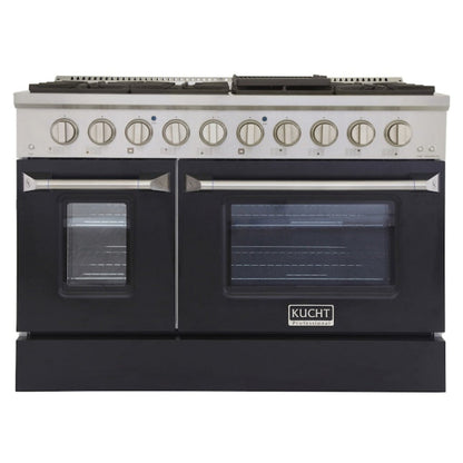 Kucht Professional 48 in. 6.7 cu ft. Propane Gas Range with Black Door and Silver Knobs -  KNG481/LP-K