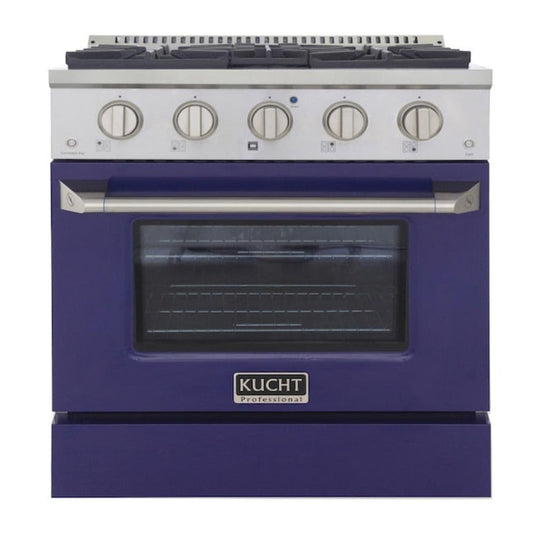 Kucht Professional 30 in. 4.2 cu ft. Propane Gas Range with Blue Door and Silver Knobs, KNG301/LP-B - KNG301/LP-B