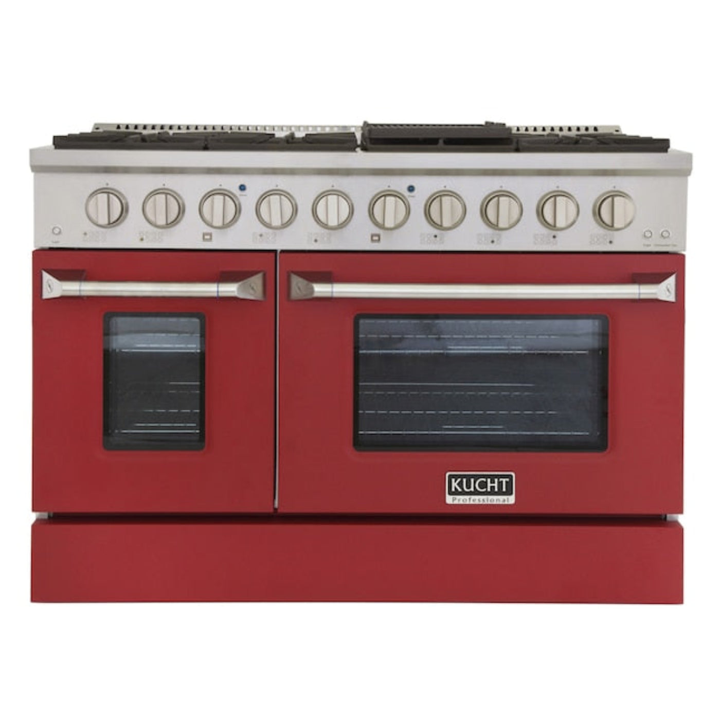 Kucht 48" Pro-Style Natural Gas Dual Fuel Range with 4 Burners in Red -  KDF482-R