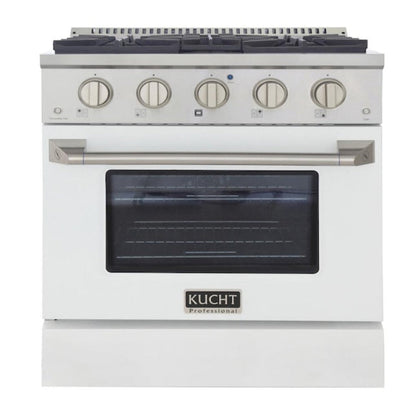 Kucht 30" Pro-Style Natural Gas Dual Fuel Range with 4 Burners in White -  KDF302-W