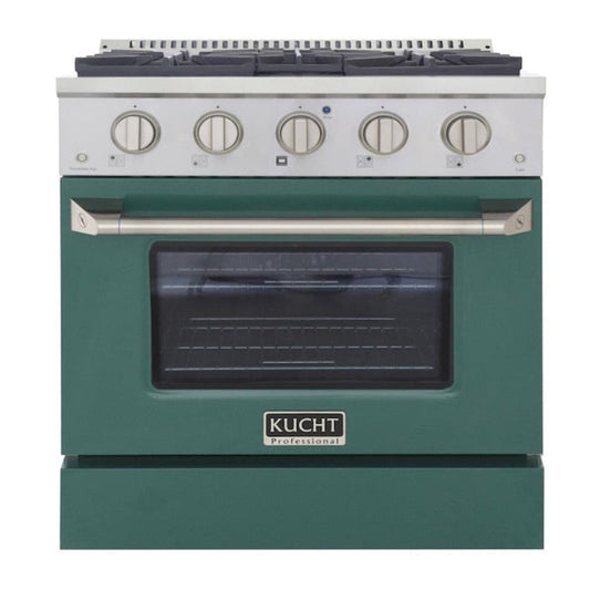 Kucht Professional 30 in. 4.2 cu ft. Propane Gas Range with Green Door and Silver Knobs, KNG301/LP-G - KNG301/LP-G
