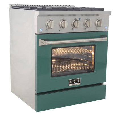 Kucht Professional 30 in. 4.2 cu ft. Propane Gas Range with Green Door and Silver Knobs, KNG301/LP-G - KNG301/LP-G