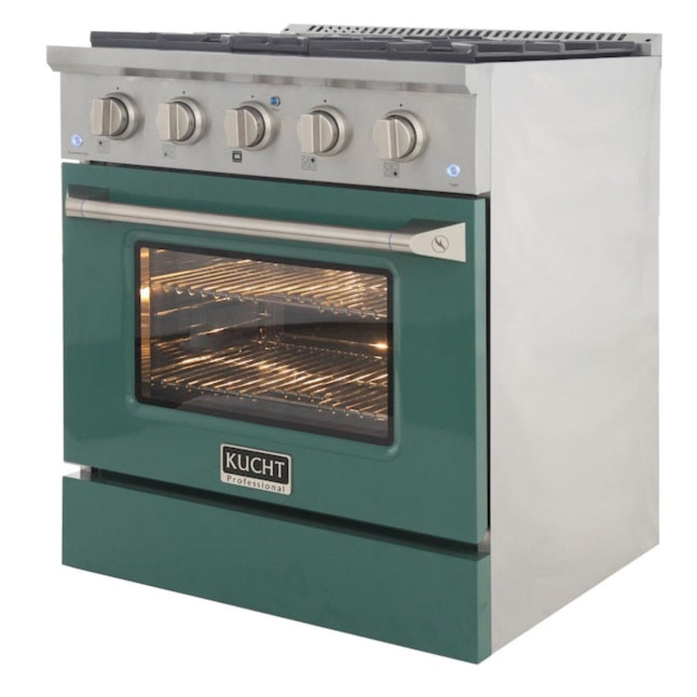 Kucht Professional 30 in. 4.2 cu ft. Propane Gas Range with Green Door and Silver Knobs, KNG301/LP-G - KNG301/LP-G