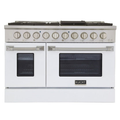 Kucht 48" Pro-Style Natural Gas Dual Fuel Range with 4 Burners in White -  KDF482-W