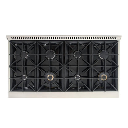 Kucht 48" Pro-Style Propane Gas Dual Fuel Range in Black with Gold Accents, KDF482/LP-K-GOLD - KDF482/LP-K-GOLD