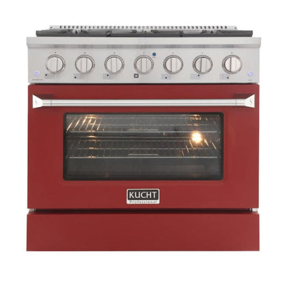 Kucht Professional 36 in. 5.2 cu ft. Propane Gas Range with Red Door and Silver Knobs -  KNG361/LP-R