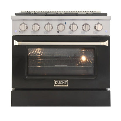 Kucht 36" Pro-Style Natural Gas Dual Fuel Range with 4 Burners in Black -  KDF362-K