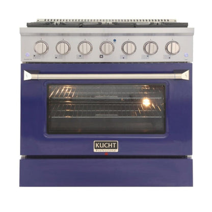 Kucht 36" Pro-Style Natural Gas Dual Fuel Range with 4 Burners in Blue, - KDF362-B