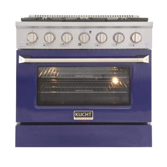 Kucht 36" Pro-Style Natural Gas Dual Fuel Range with 4 Burners in Blue, - KDF362-B