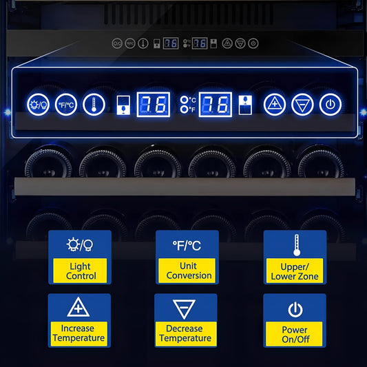 AOBOSI 24 inch ‎Wine Cooler 176 Bottles Capacity Dual Zone - YC-510B