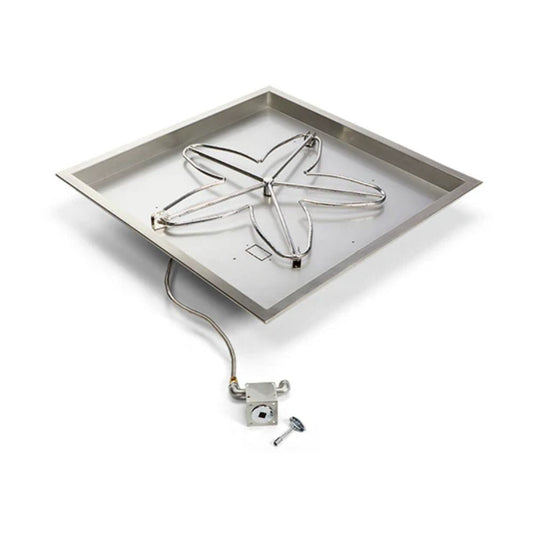 24″ Square Drop In Match Lit Fire Pit Kit - MLFPK24SQBL-FLEX-NG
