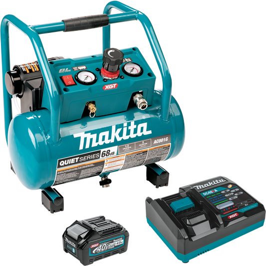 Makita (AC001GM1) 40V MAX XGT Brushless Cordless 2 Gallon Quiet Series Compressor Kit (4.0Ah) - AC001GM1