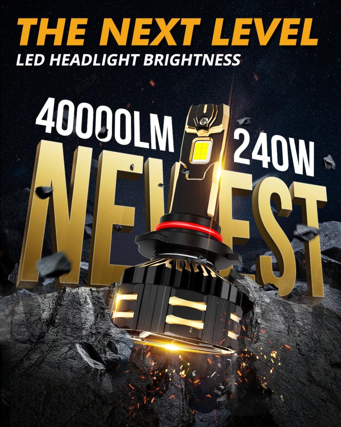 Auxbeam 9005+9006 LED Headlight Bulbs 240W 40000LM GX-ULTRA Series 6500K Cool White | 4 Bulbs - GP00010784