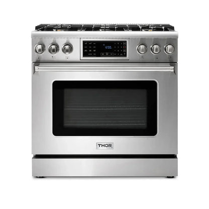 Thor Kitchen Appliance Package - 36 In. Gas Range, Range Hood, Microwave Drawer, AP-TRG3601LP-W-4