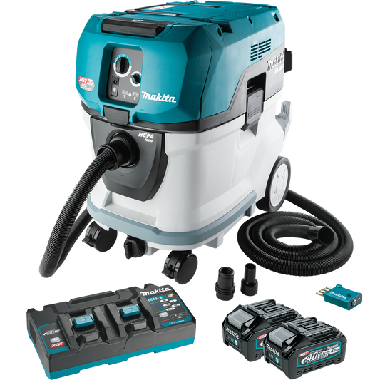 Makita GCV04PMX 40V MAX XGT Brushless Lithium-Ion Cordless 4 Gallon HEPA Filter AWS Capable Dry Dust Extractor Kit (4.0Ah) -
