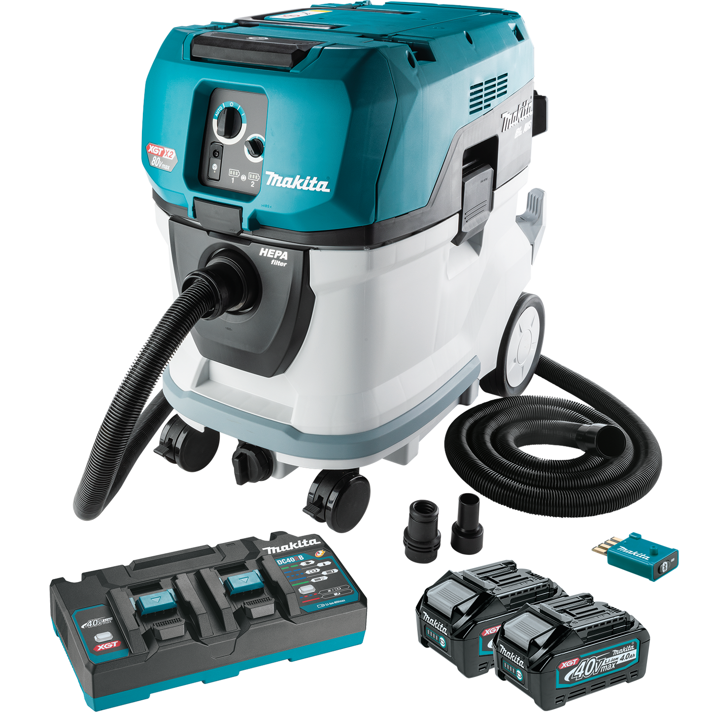 Makita 40V MAX XGT Brushless Lithium-Ion Cordless 4 Gallon HEPA Filter AWS Capable Dry Dust Extractor Kit (4.0Ah) - GCV04PMX