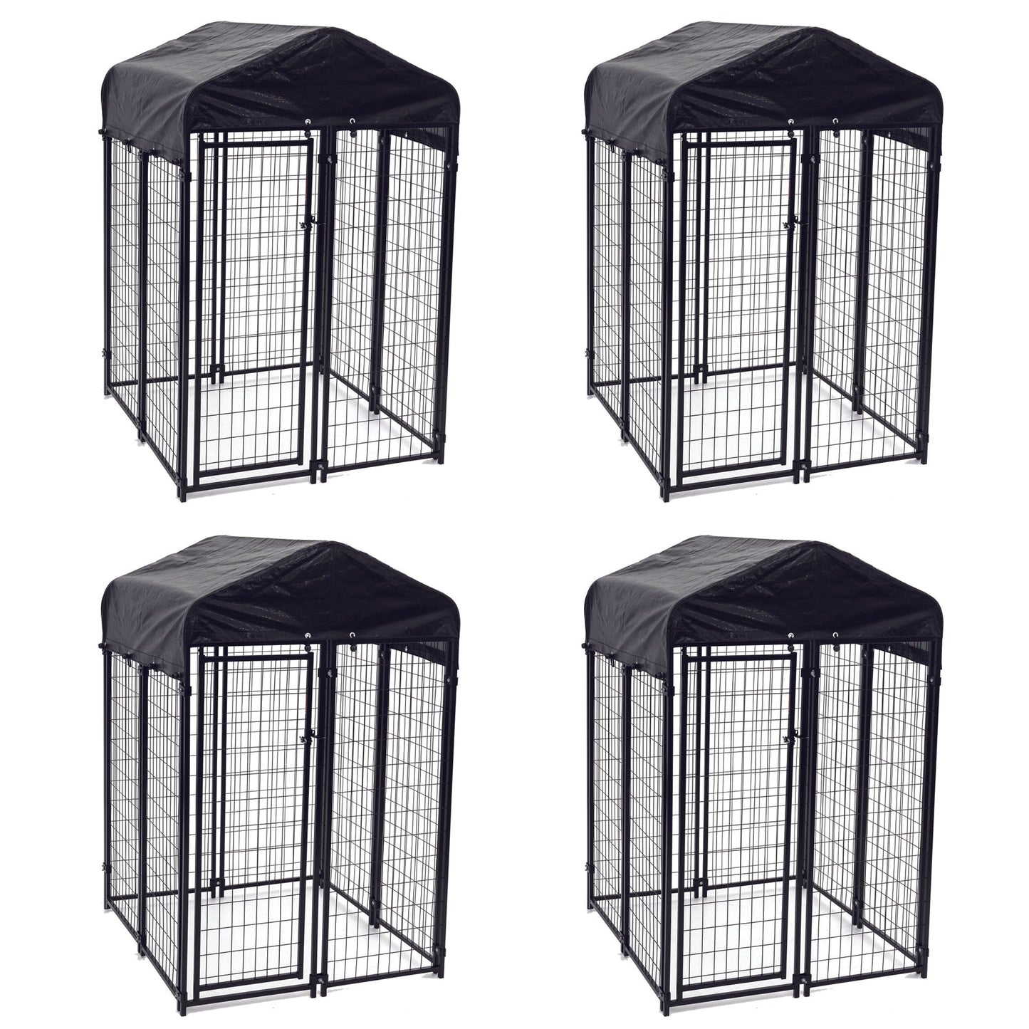 Lucky Dog Uptown Outdoor Covered Kennel Heavy Duty Dog Cage Pen (4 Pack) - 173765