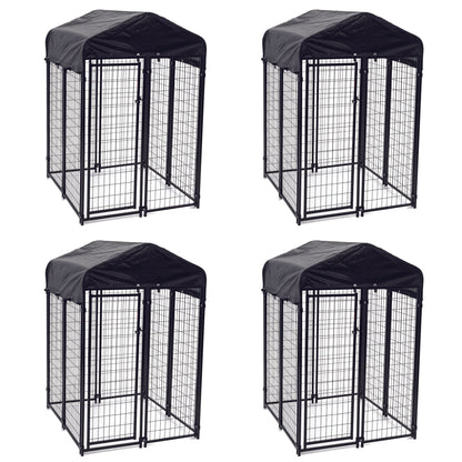 Lucky Dog Uptown Outdoor Covered Kennel Heavy Duty Dog Cage Pen (4 Pack) - 173765
