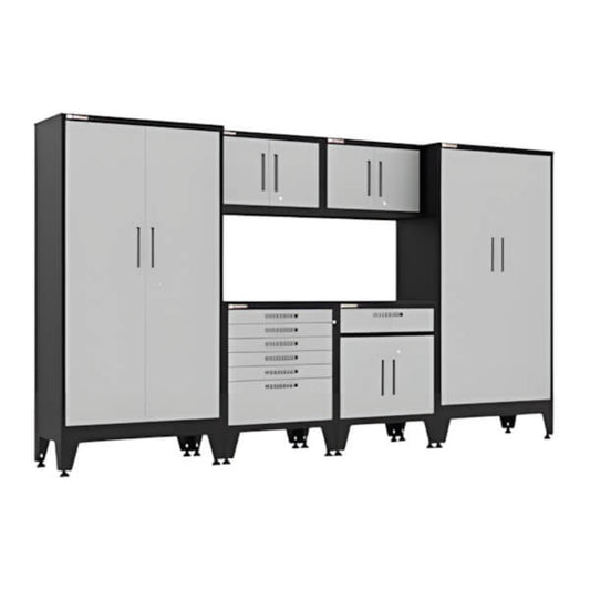 Armadillo Tough Grey 6-Piece Garage Cabinet Set with Levelers and Casters - AR6PC135G