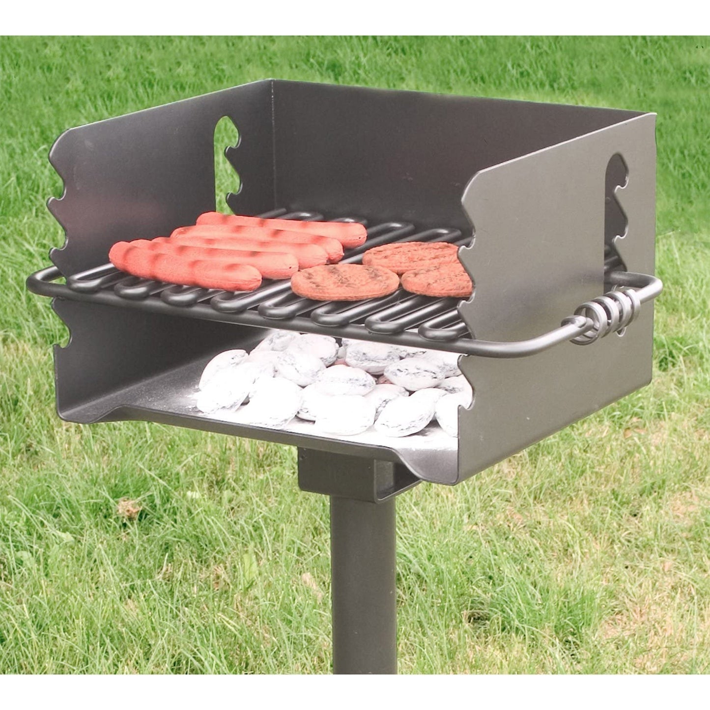 Pilot Rock CBP-135 Park Style Outdoor BBQ Charcoal Grill with Swivel, 2 Pack - 415877