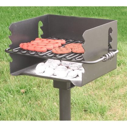 Pilot Rock CBP-135 Park Style Outdoor BBQ Charcoal Grill with Swivel, 2 Pack - 415877
