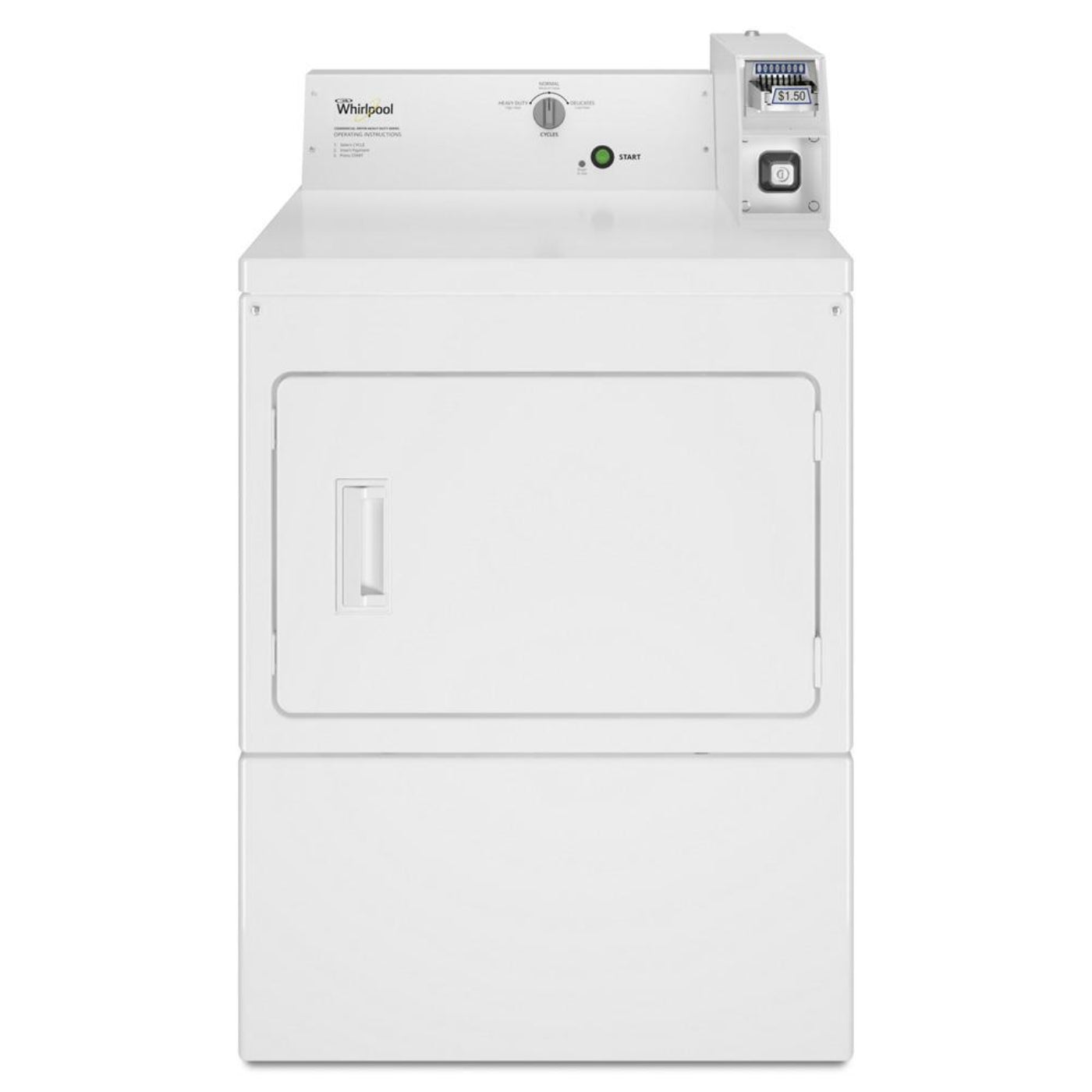 WHIRLPOOL CEM2745FQ Commercial Electric Super-Capacity Dryer, Coin-Slide and Coin-Box White - CEM2745FQ-KT