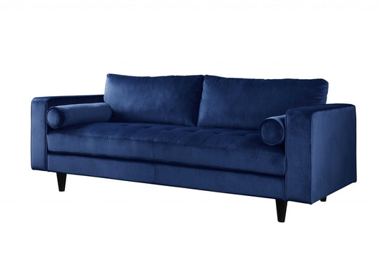 Modway Furniture 88" Navy Blue Velvet Sofa with Sleek Black Legs - Elegant Comfort for Modern Living Rooms! - 318808-HOMEROOTS