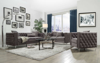 Modway Furniture 86" Dark Gray Velvet Sofa with Sleek Silver Legs - Modern Elegance for Your Living Room Space! - 318845-HOMEROOTS