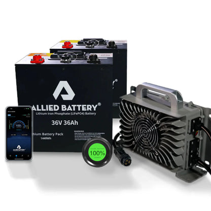 ALLIED LITHIUM BATTERY 36V 36AH BUNDLE INCLUDES - FREE CHARGER - DROP IN READY - AB-INDV-36V-36AH - 2 Club Car