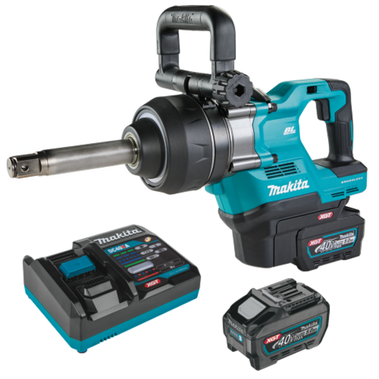 Makita (GWT10T) 40V max XGT Brushless Cordless 4‑Sp. High‑Torque 1" Sq. Drive D‑Handle Extended Anvil Impact Wrench kit w/ Friction Ring (5.0Ah)