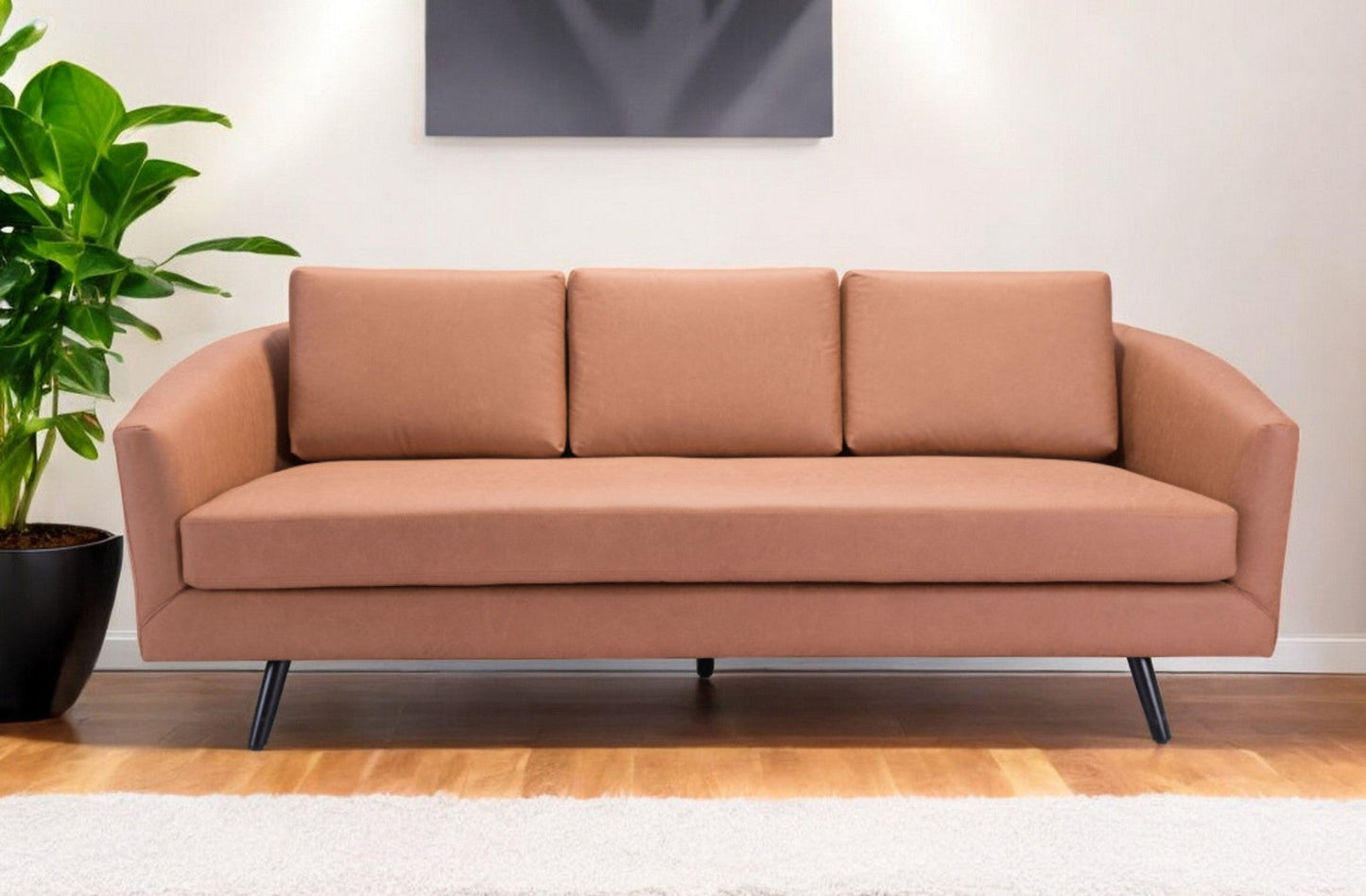 Modway Furniture 79" Stylish Brown Faux Leather Sofa with Black Legs - Durable Comfort for Modern Living Rooms - 396463-HOMEROOTS