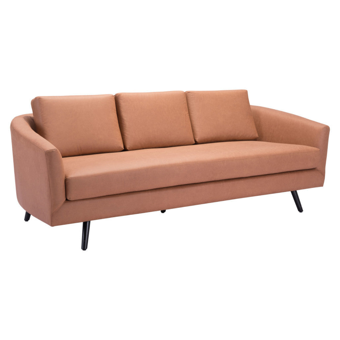 Modway Furniture 79" Stylish Brown Faux Leather Sofa with Black Legs - Durable Comfort for Modern Living Rooms - 396463-HOMEROOTS