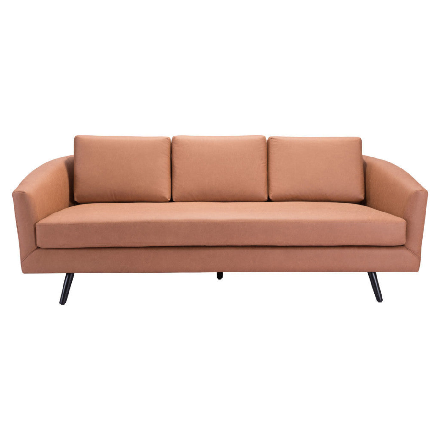 Modway Furniture 79" Stylish Brown Faux Leather Sofa with Black Legs - Durable Comfort for Modern Living Rooms - 396463-HOMEROOTS