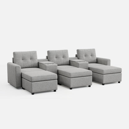 LINSY HOME RUBIK III 3 Seats With 3 Ottomans & 2 Consoles - US-LH-SPF-Sofa-S800-A-33102-0-00