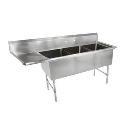 John Boos 3B184-1D18L Three-Compartment "B" Series Sink with 18" Left Drainboard - JB3B1841D18L