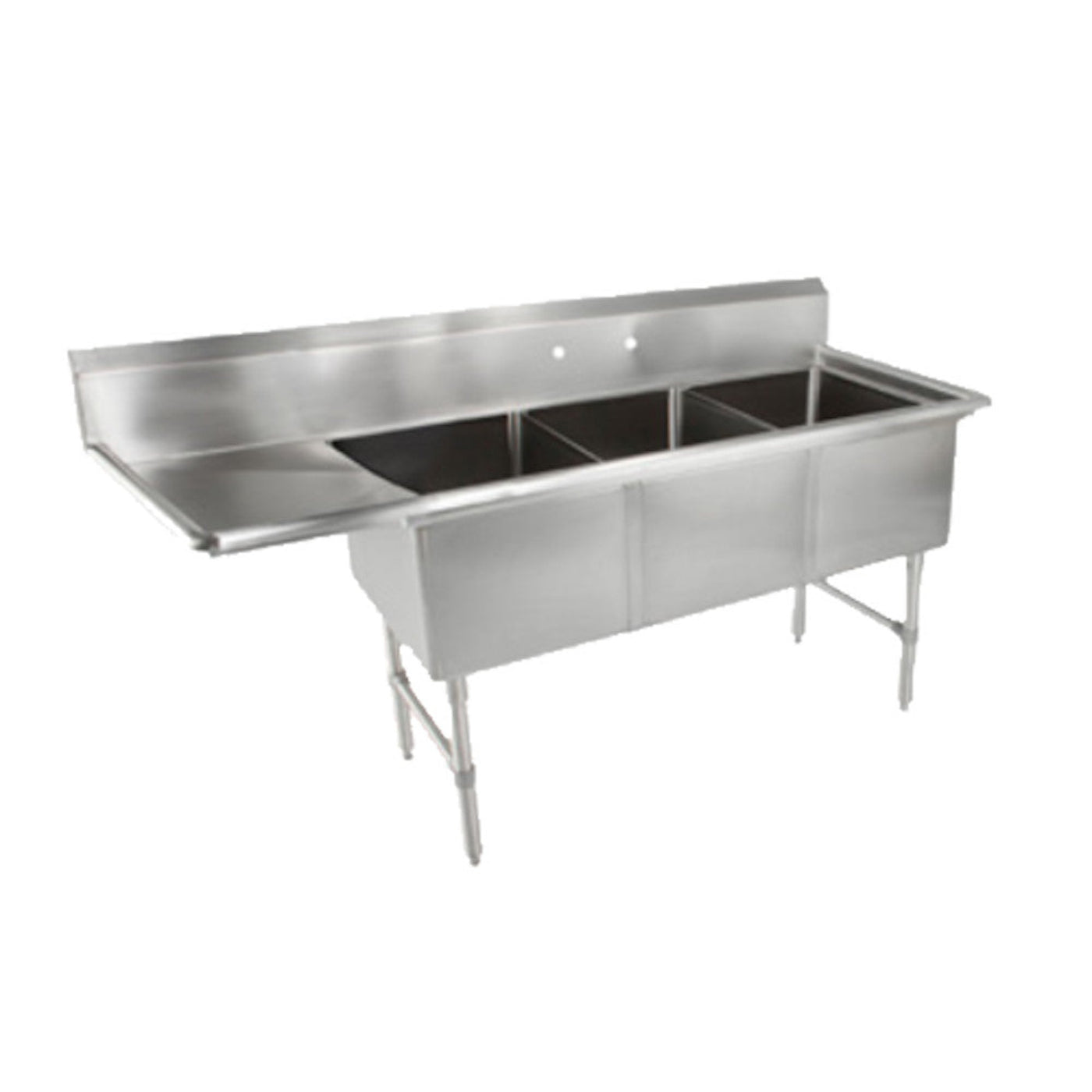 John Boos 3B184-1D18L Three-Compartment "B" Series Sink with 18" Left Drainboard - JB3B1841D18L