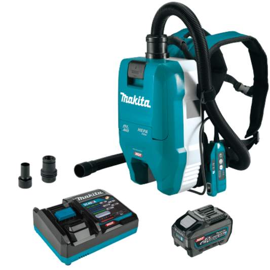 Makita (GCV06T1) 40V max XGT Brushless Cordless 1/2 Gallon HEPA Filter Backpack Dry Dust Extractor Kit, AWS Capable (5.0Ah) -  GCV06T1