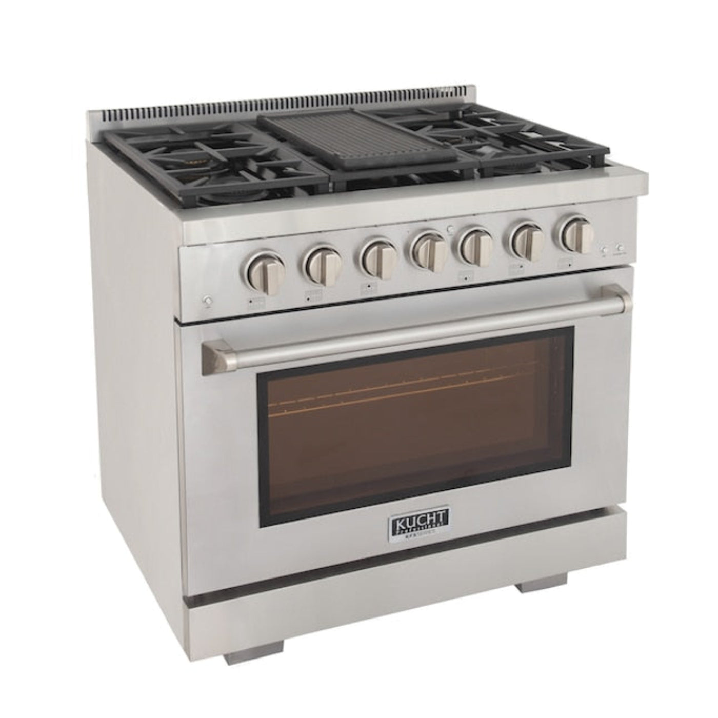 Kucht Professional 36" 5.2 cu. ft. Propane Gas Range in Stainless Steel with True Simmer Burners, KFX3600X/LP-S - KFX3600X/LP-S